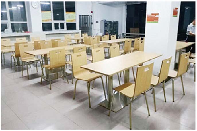 Lecture hall chairs and tables