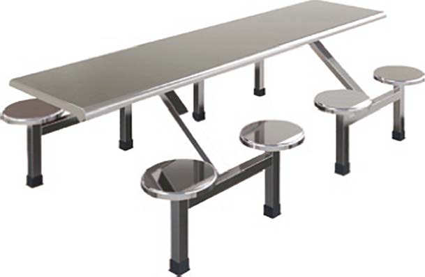 8 Seat Rectangular Stainless Steel Table