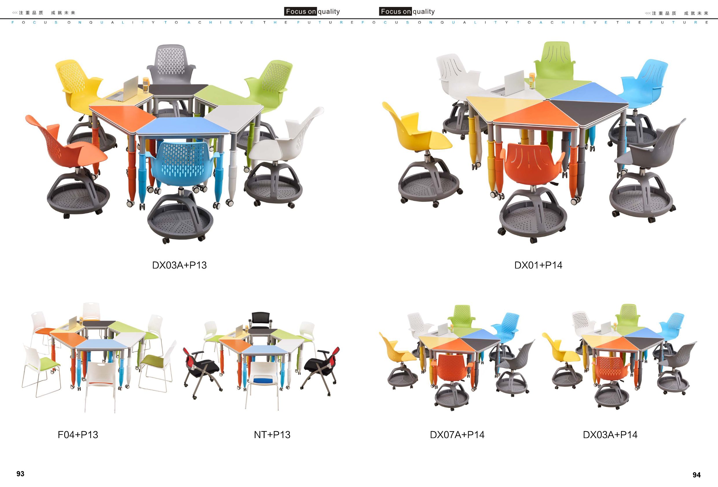 Classroom Detachable Swivel Plastic Node Training Chair with Writing Tablet
