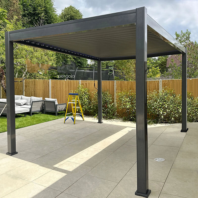 3x4m Solar Powered White Aluminum Pergola With LED Lights