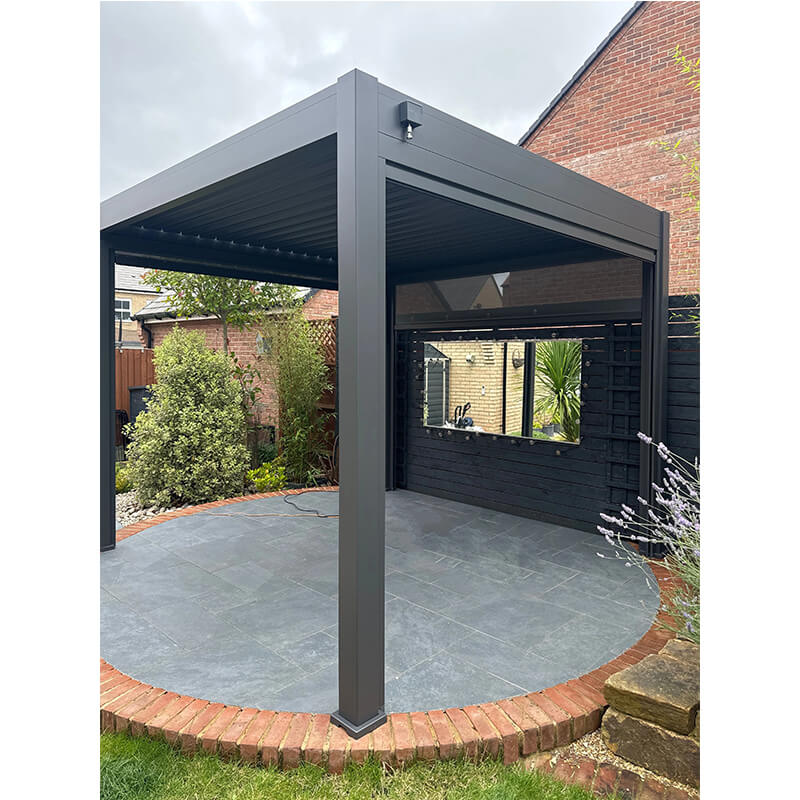 3x4m Solar Powered White Aluminum Pergola With LED Lights