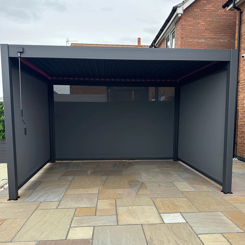 3x4m Solar Powered White Aluminum Pergola With LED Lights