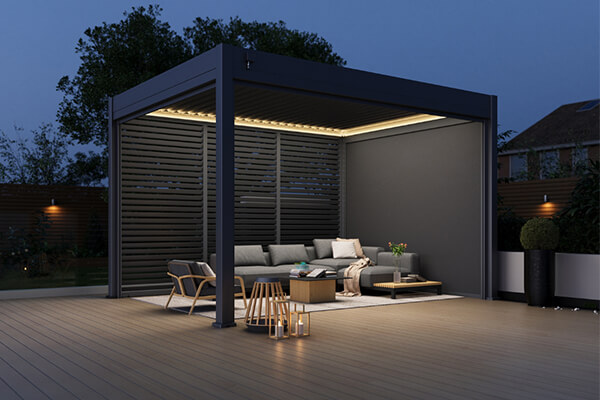 3x4m Solar Powered White Aluminum Pergola With LED Lights
