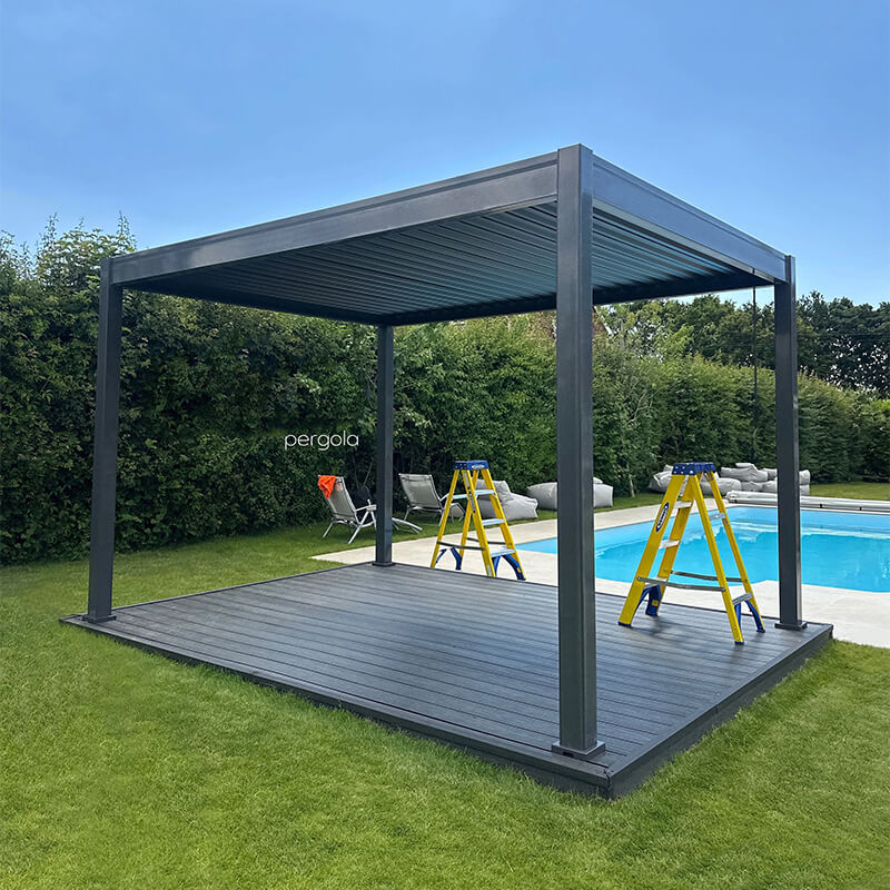 3x4m Solar Powered White Aluminum Pergola With LED Lights