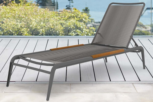Outdoor Chaise With Armrest Teak