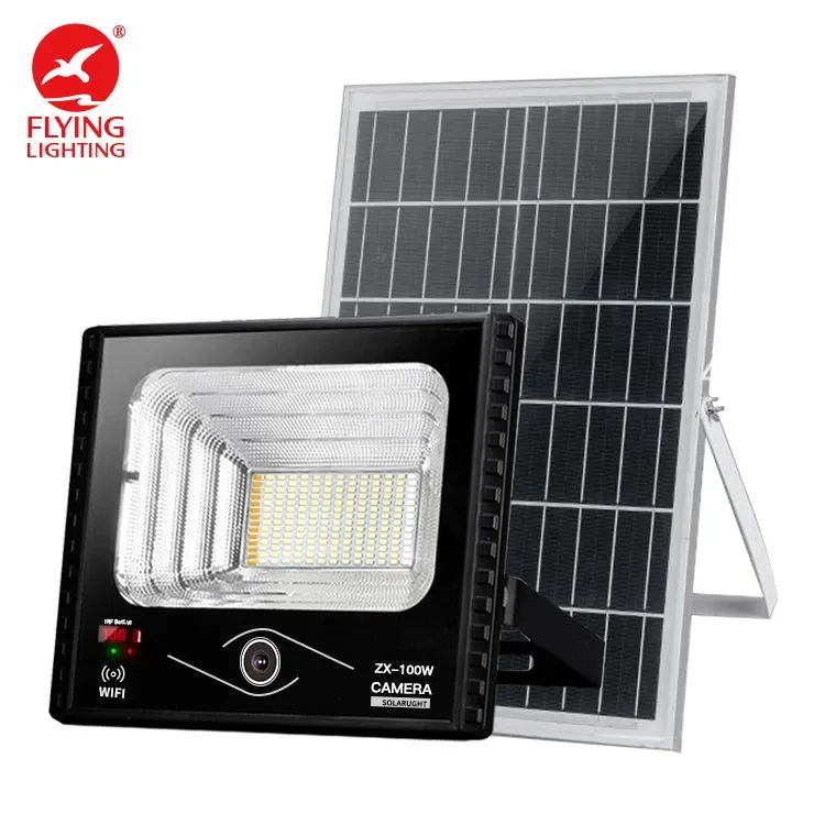 100W Solar Flood Light With Mini CCTV Camera