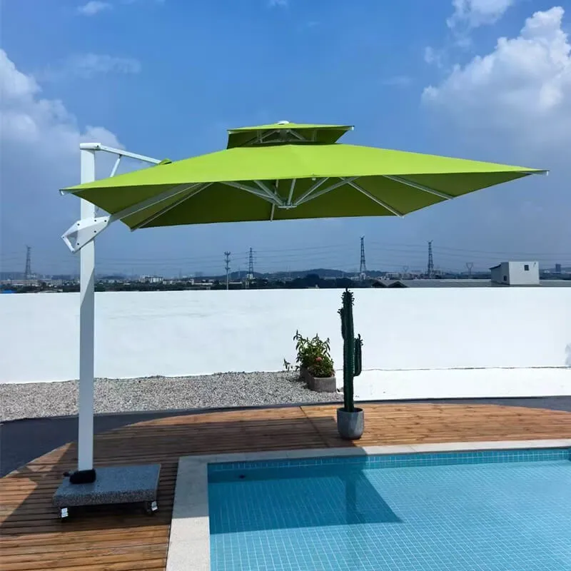 Outdoor hotel restaurant big parasol