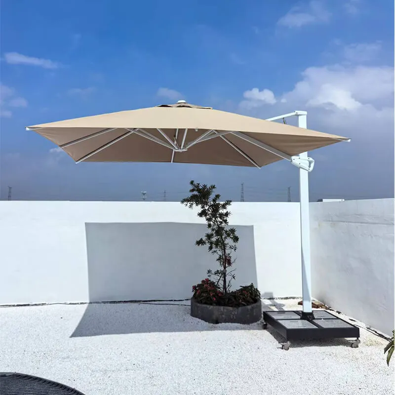 Outdoor hotel restaurant big parasol