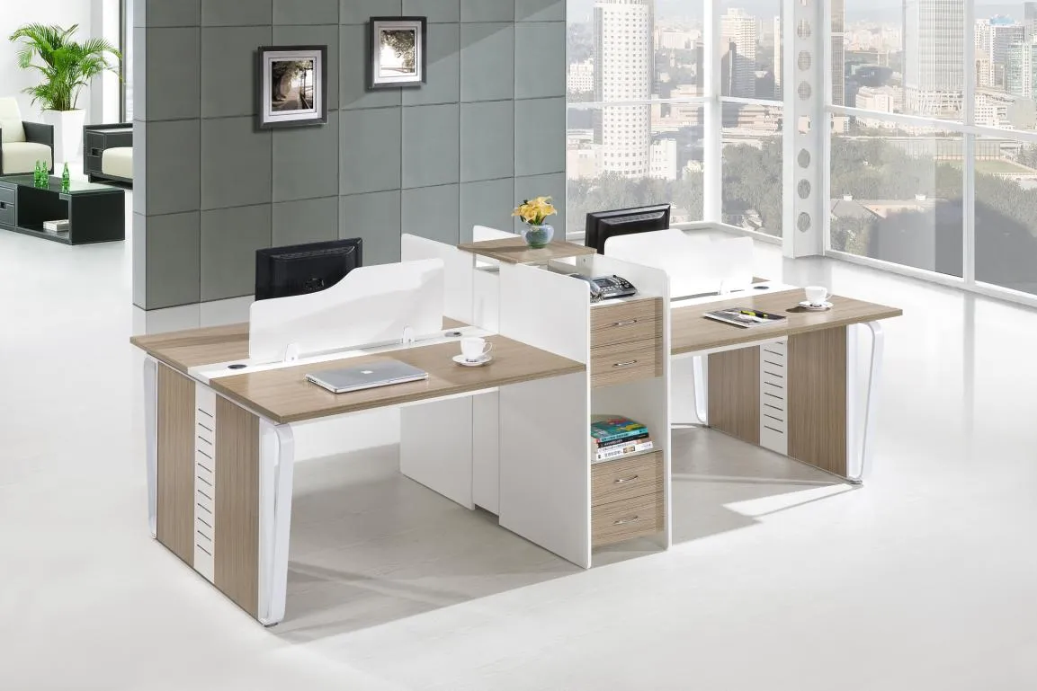 Excellent Quality 4 Seater office partition with fixed cabinet