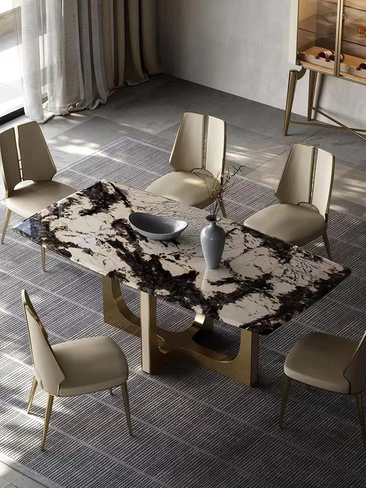 Marble Dining Table Gold Legs Brushed Dining Table Stainless Steel