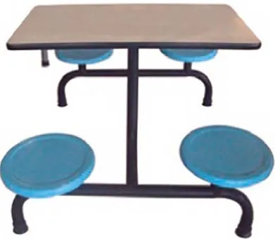 Stainless Steel 4 Seat Group Study Table and Chair Set