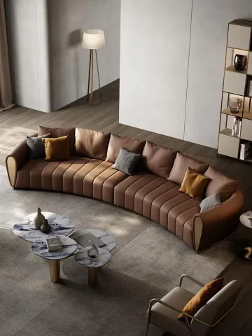 Minimalist Sepia Sofa Couch with Solid Color