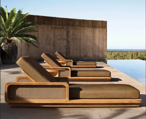 Sun lounger teak