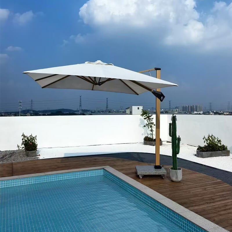 Outdoor hotel restaurant big parasol