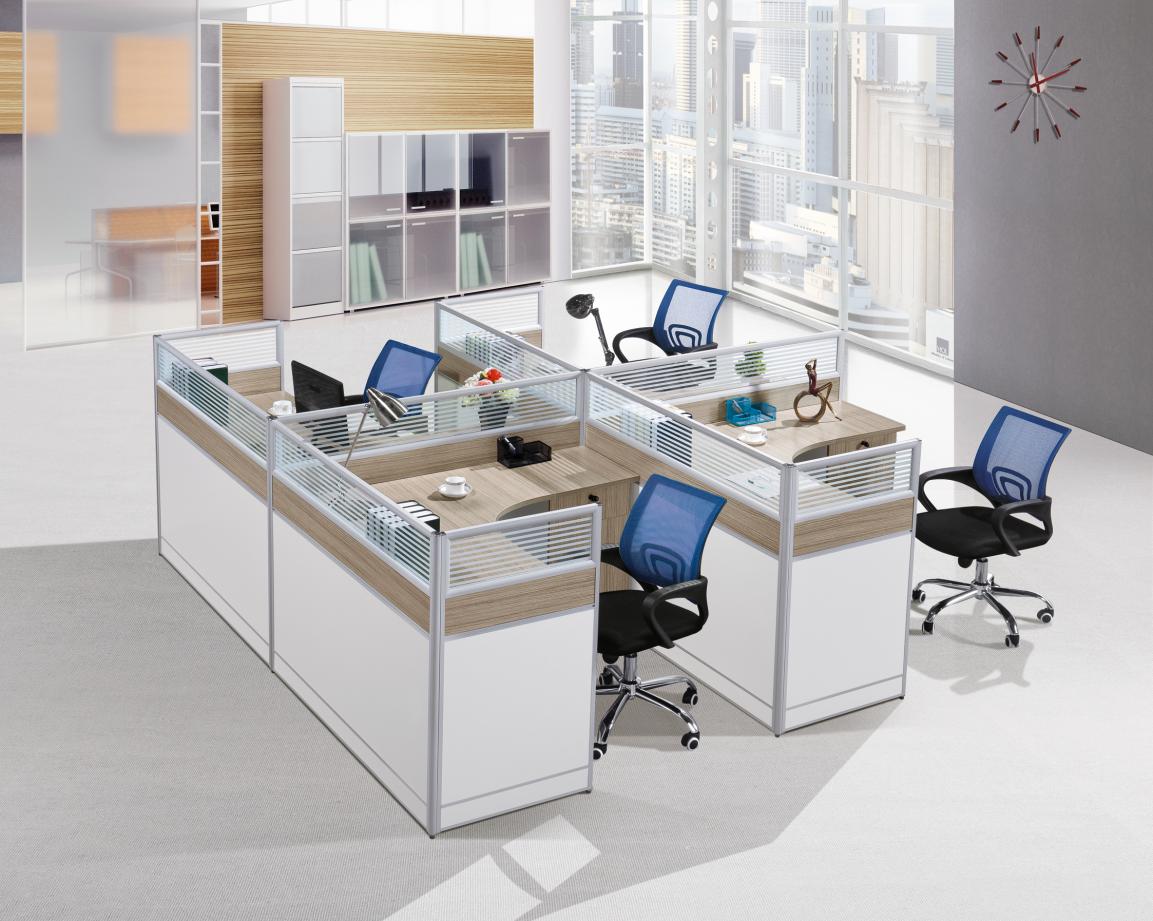 Excellent Quality 4 Seater office partition with fixed cabinet