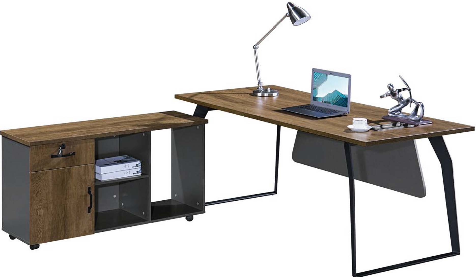 L-Shape Executive Desk with File Cabinet