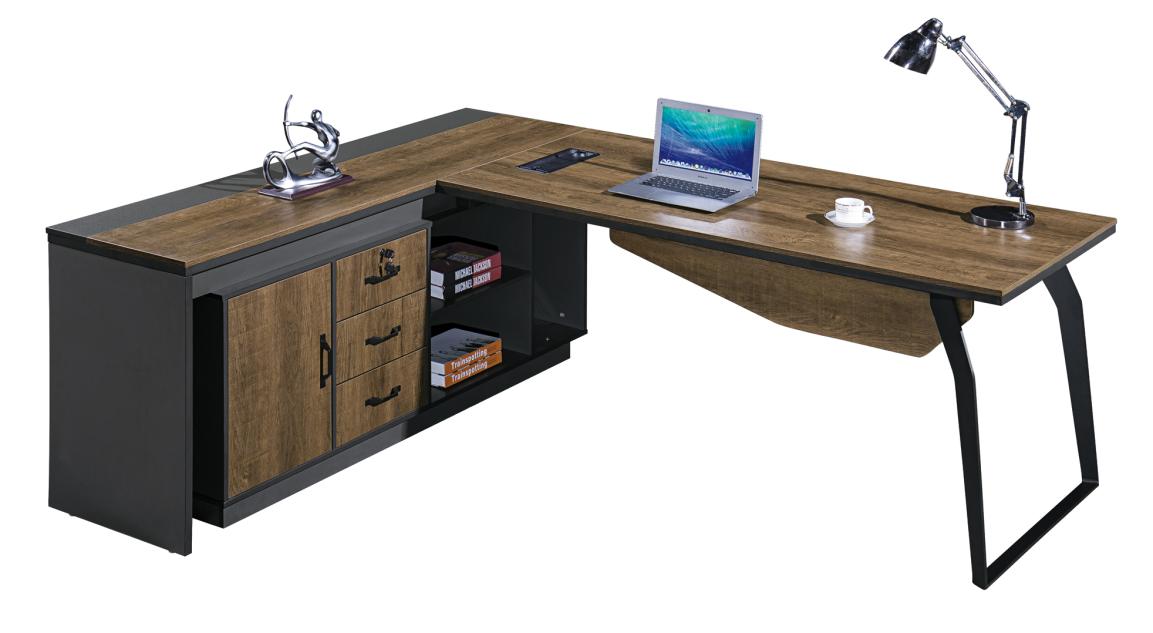 L-Shape Executive Desk with File Cabinet