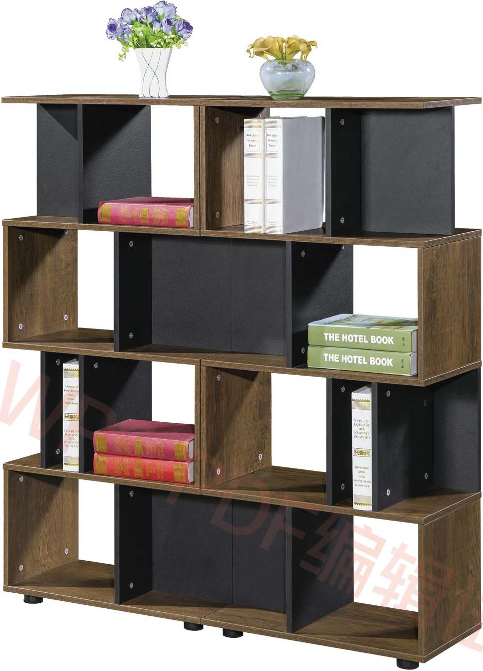4-Tier Bookcase, Rustic Open Bookshelf with Storage Cabinet, Vintage Industrial Display Book Shelf w